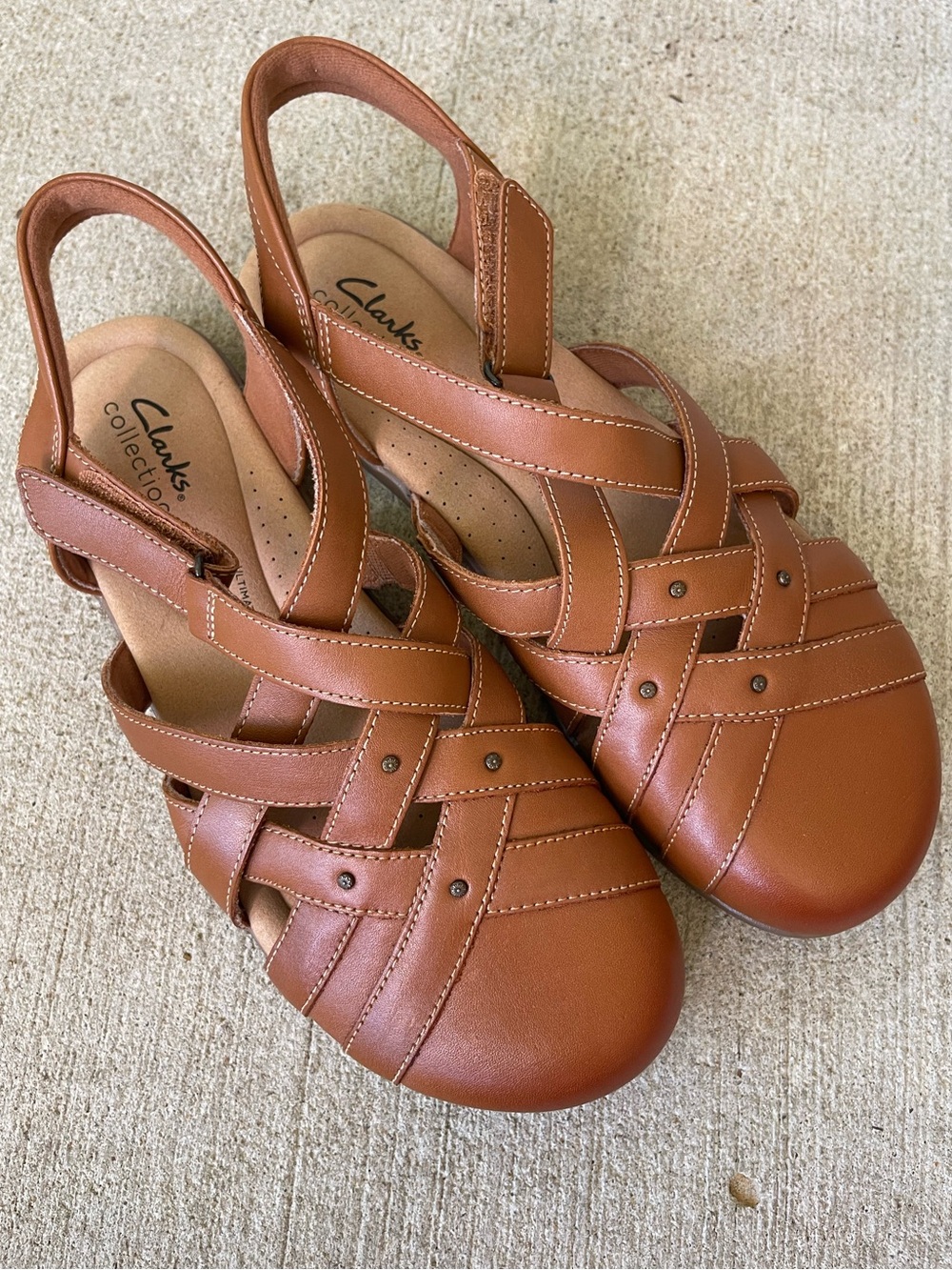 Clarks Elizabelle Sea Tan Leather Fisherman Sandals Women’s Size 9M NWOT